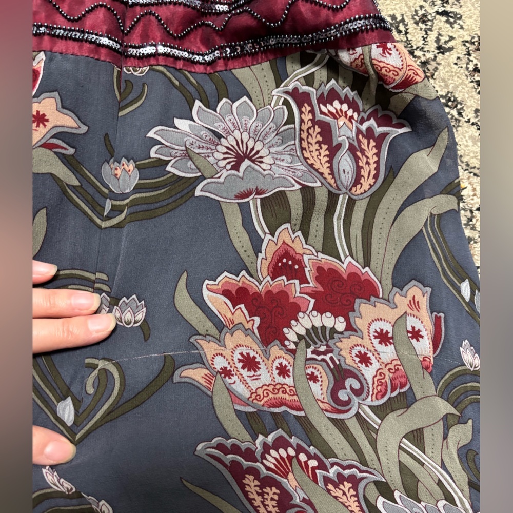 Nanette Lepore Strapless Embroidered Red and Gray Floral Dress - Picture 6 of 10